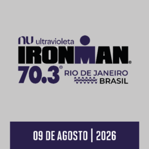 Banner oficial do IRONMAN 70.3 Rio de Janeiro 2026, com data do evento em 9 de agosto